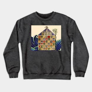 NOAHS ARK WITH ANIMALS AMONG SEA WAVES Medieval Miniature Crewneck Sweatshirt